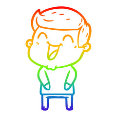 rainbow gradient line drawing cartoon man laughing