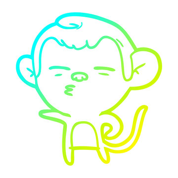 recommend clip art: cold gradient line drawing cartoon suspicious monkey