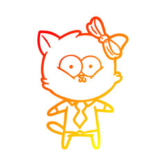 warm gradient line drawing cartoon cat