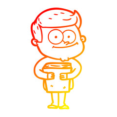 warm gradient line drawing cartoon happy man