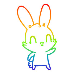 rainbow gradient line drawing cute cartoon rabbit