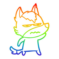 rainbow gradient line drawing cartoon annoyed wolf