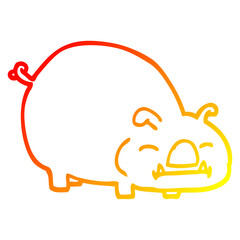 warm gradient line drawing cartoon pig
