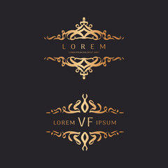 Gold frames in Arabic style. Elegant templates for your design, place for text