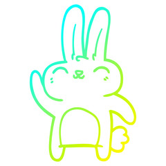 cold gradient line drawing cartoon happy rabbit
