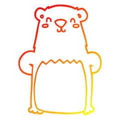 warm gradient line drawing cartoon bear