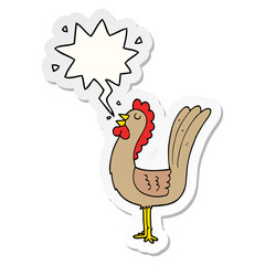 cartoon rooster and speech bubble sticker