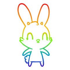rainbow gradient line drawing cute cartoon rabbit