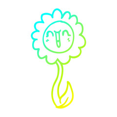 cold gradient line drawing cartoon happy flower