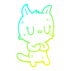 cold gradient line drawing cartoon happy cat
