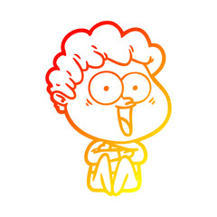 warm gradient line drawing excited man cartoon