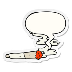 cartoon cigarette and speech bubble sticker