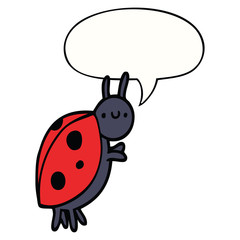 cartoon ladybug and speech bubble