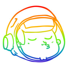 rainbow gradient line drawing cartoon astronaut face