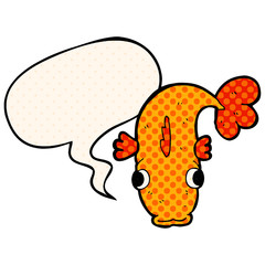 cartoon fish and speech bubble in comic book style