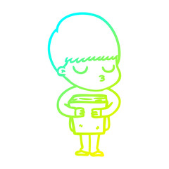 cold gradient line drawing cartoon calm boy