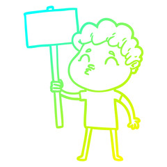 cold gradient line drawing cartoon man pouting