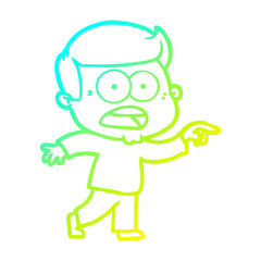 Fototapeta premium cold gradient line drawing cartoon shocked man