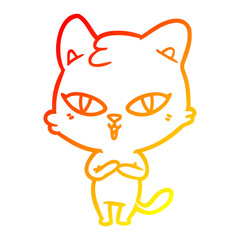 warm gradient line drawing cartoon cat