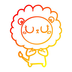 warm gradient line drawing cartoon lion