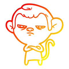 warm gradient line drawing cartoon monkey