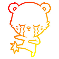 warm gradient line drawing crying cartoon polarbear