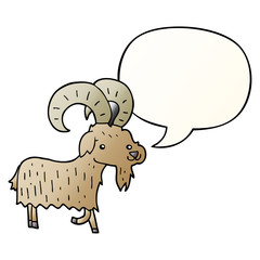 cartoon goat and speech bubble in smooth gradient style