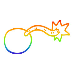 rainbow gradient line drawing round cartoon bomb