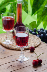 Ratafia - tipical Italian sweet alcoholic beverage, either a fruit-based beverage or a fortified wine with cherries. Rustic style.