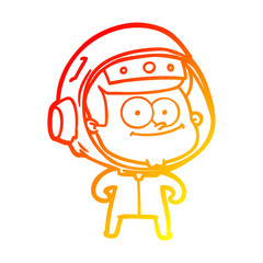 warm gradient line drawing happy astronaut cartoon