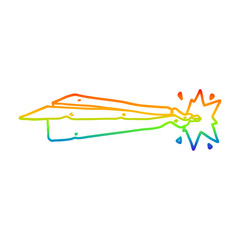 Fototapeta na wymiar rainbow gradient line drawing cartoon paper airplane