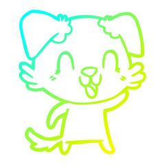 cold gradient line drawing laughing cartoon dog