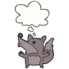 cartoon werewolf howling and thought bubble