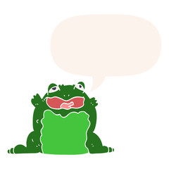 cartoon toad and speech bubble in retro style