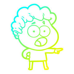 cold gradient line drawing cartoon man gasping in surprise