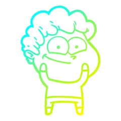 cold gradient line drawing cartoon happy man