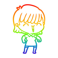 rainbow gradient line drawing cartoon woman