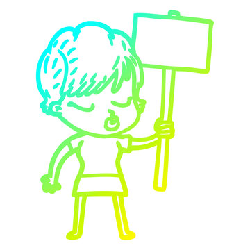 recommend clip art: cold gradient line drawing cartoon woman with eyes shut