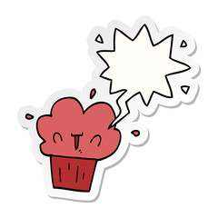 cartoon cupcake and speech bubble sticker
