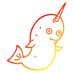 warm gradient line drawing cartoon white narwhal © lineartestpilot