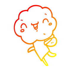 warm gradient line drawing cute cartoon cloud head creature