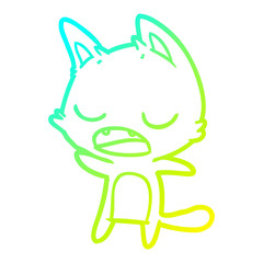 cold gradient line drawing talking cat cartoon