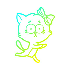 cold gradient line drawing cartoon cat