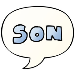 Obraz premium cartoon word son and speech bubble in smooth gradient style