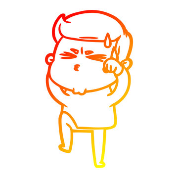 recommend clip art: warm gradient line drawing cartoon man sweating