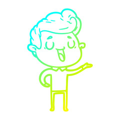 cold gradient line drawing happy cartoon man