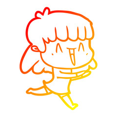 warm gradient line drawing cartoon woman