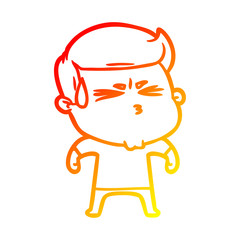 warm gradient line drawing cartoon frustrated man
