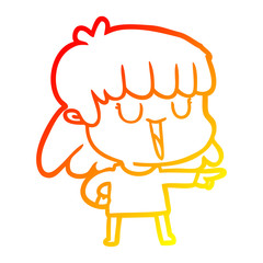 warm gradient line drawing cartoon woman