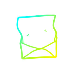 cold gradient line drawing cartoon letter and envelope